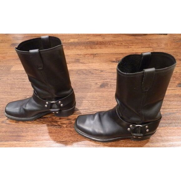 Dingo Black Leather Square Toe Motorcycle Boots Shoes Men\'s Size 11D
